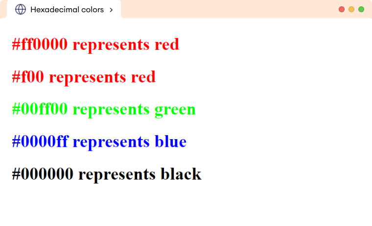 CSS Hexadecimal Colors CSS Hexadecimal Colors Description Image