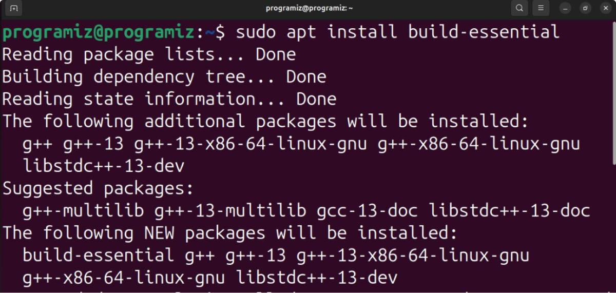 Install package build essential on Ubuntu